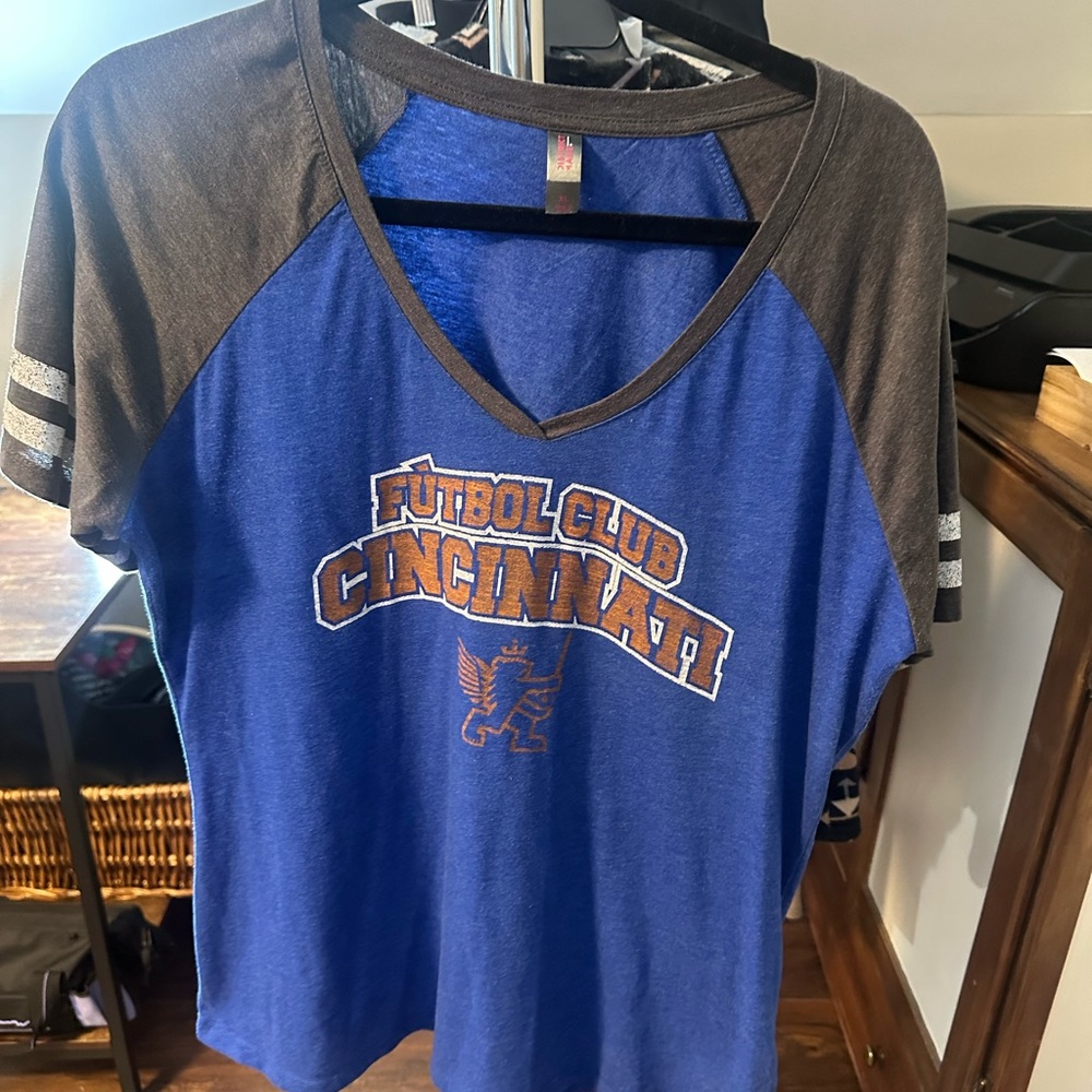 District Blue and Brown Graphic Short Sleeve Tee